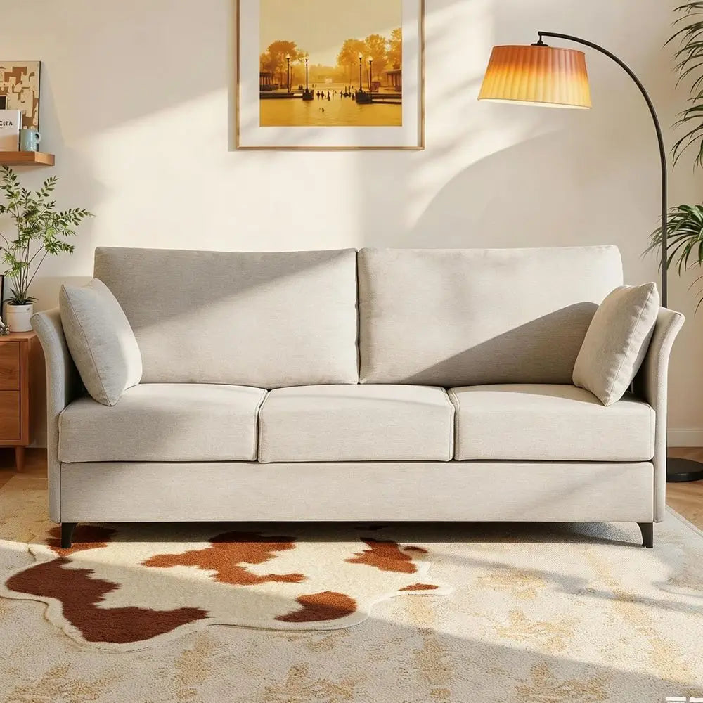Sofa 3 Seat Couch 65.35" W Deep Seat Sofa or Living Room, 3 Person Seater fabric Couch Sofa Comfy Sleeper Sofa
