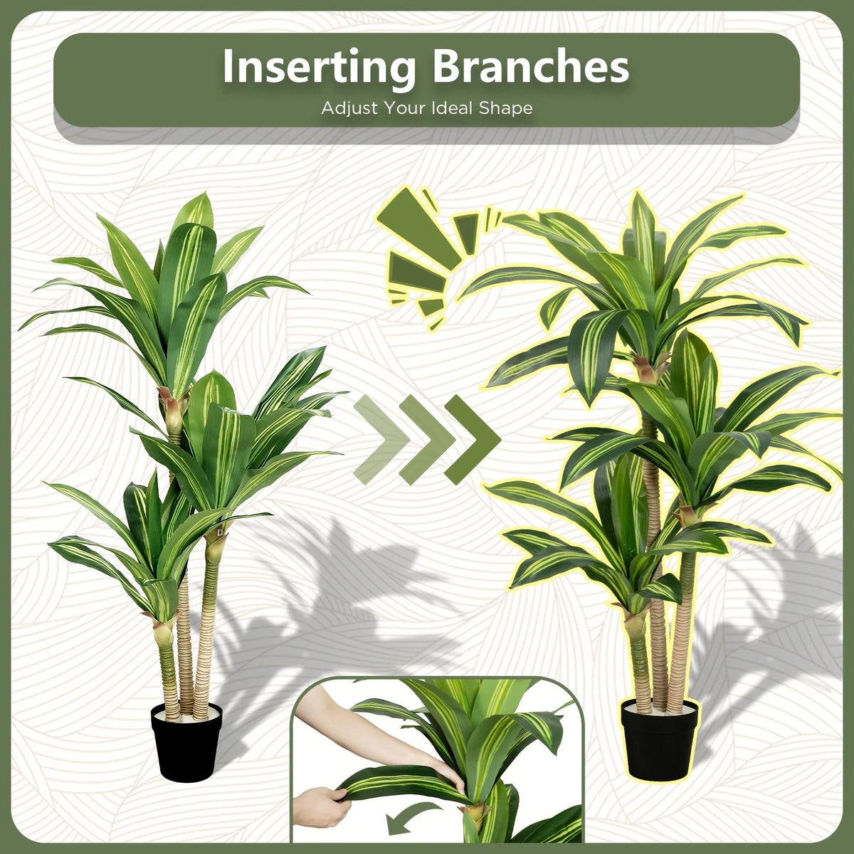 3-Stalk Artificial Corn Potted Plant 4ft 5ft 6ft Tall, The Corner Therapist Realistic Dracaena Massangeana Faux Tree, No Maintenance Pet Safe Fake Plant With PE Real Touch Natural Bend Variegated Leaves, UV Resistant Floor Pl
