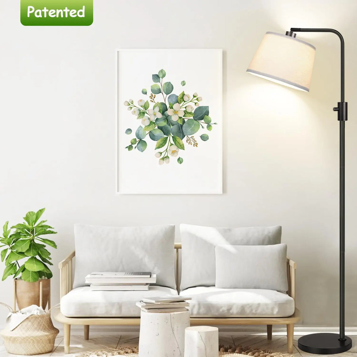 Upgraded Dimmable Floor Lamp, 1000 Lumens LED Bulb Included, Arc Floor Lamps for Living Room Modern Standing Lamp with Linen Shade