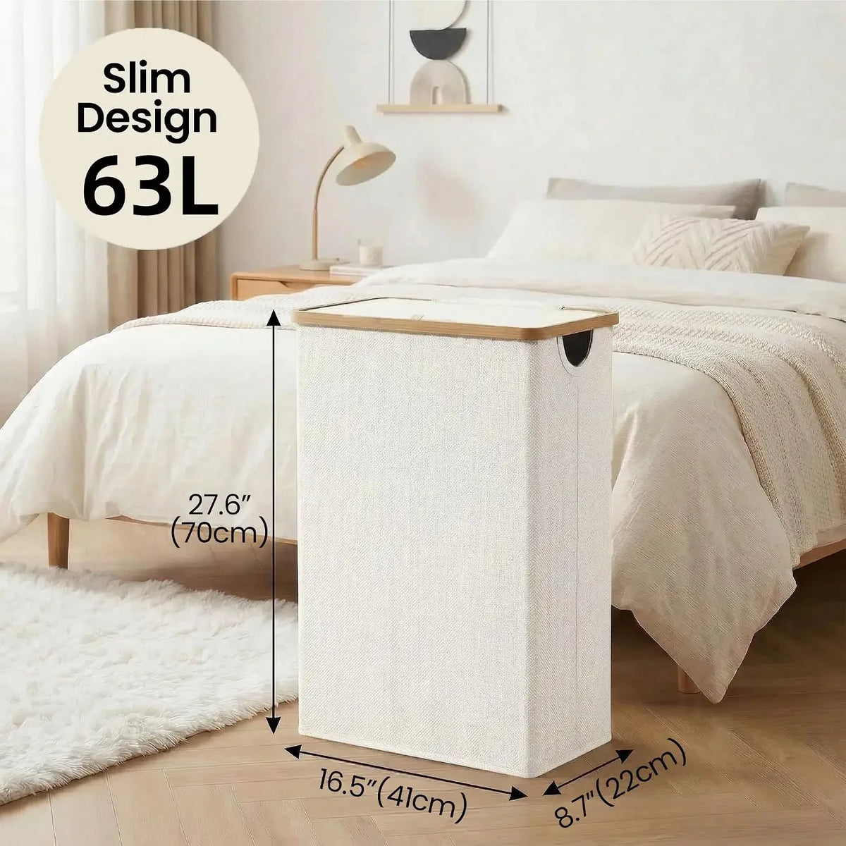 Laundry Basket with Lid, 100L Yellow
