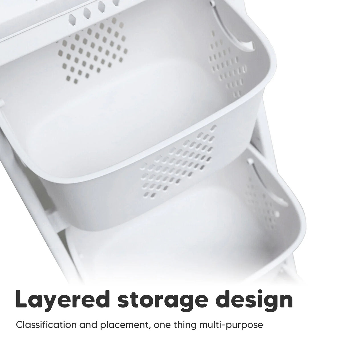 3 Tier Laundry Baskets Movable Rolling Hamper Cart with Wheels Clothes Dirty Portable Hamper Storage Baskets Sorter Household
