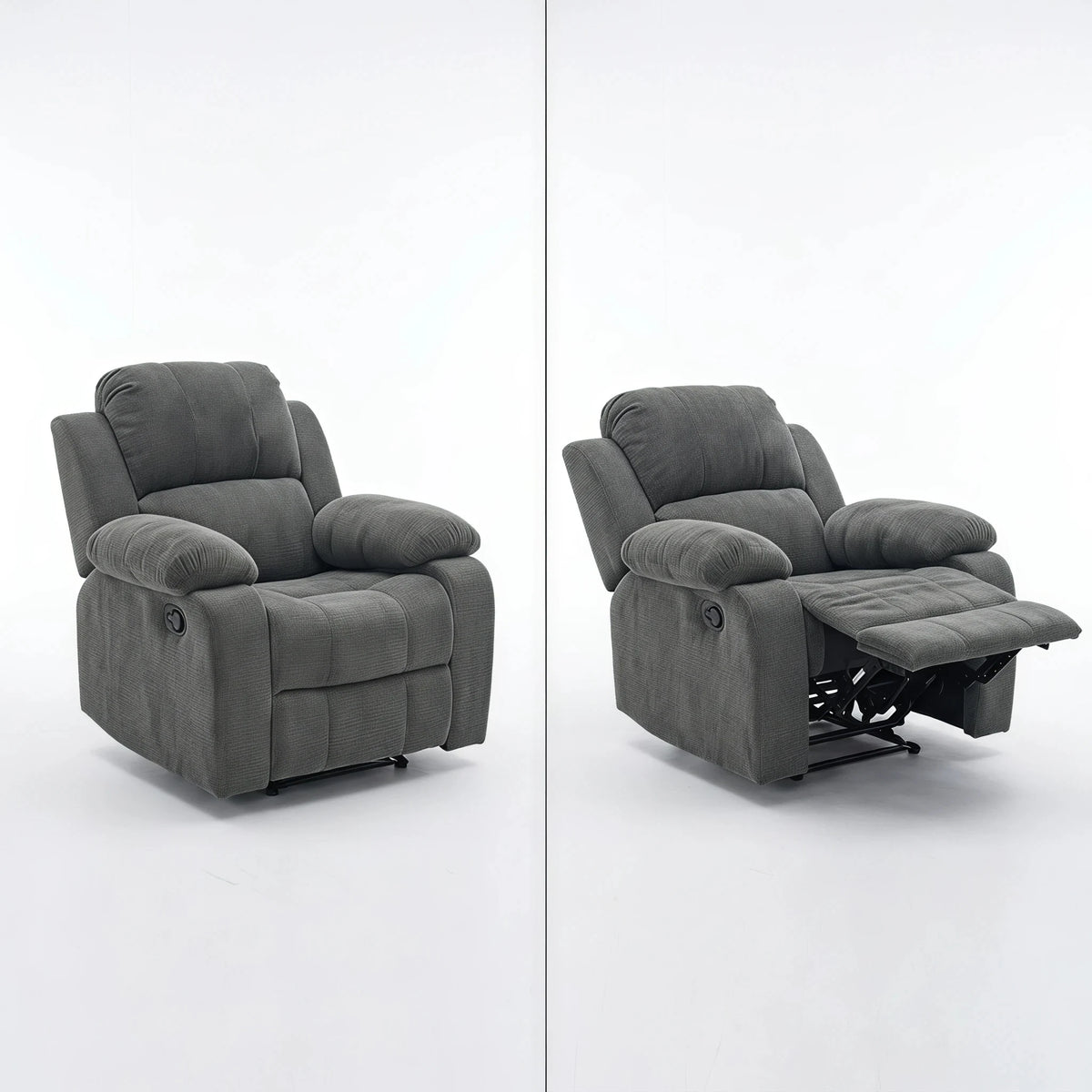35.43-Inch Manual Armchair With Adjustable Backrest and Telescopic Footrest Single-Person Lounge Chair Equipped With Armrests for Living Room Bedroom Home Theater Children's Room and Apartment