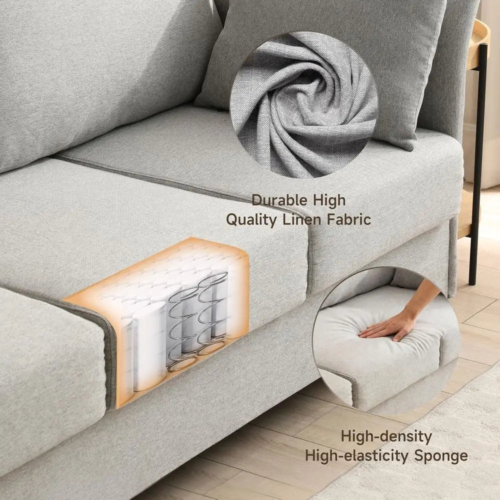 Sofa 3 Seat Couch 65.35" W Deep Seat Sofa or Living Room, 3 Person Seater fabric Couch Sofa Comfy Sleeper Sofa