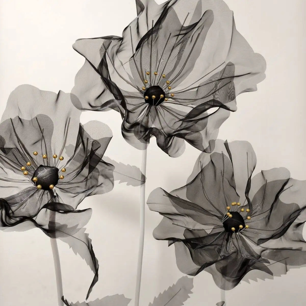 160cm Large Black Silk Poppy Artificial Flowers Wedding Decor Props Road Lead Flower Window Display Garden Yard Home Decoration