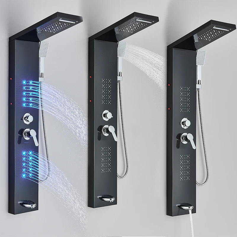 Bathroom Shower Panel LED Light Bathroom Faucet Hot & Cold Rainfall Mixer Tap Modern Bathroom Faucet Shower Column For Bath