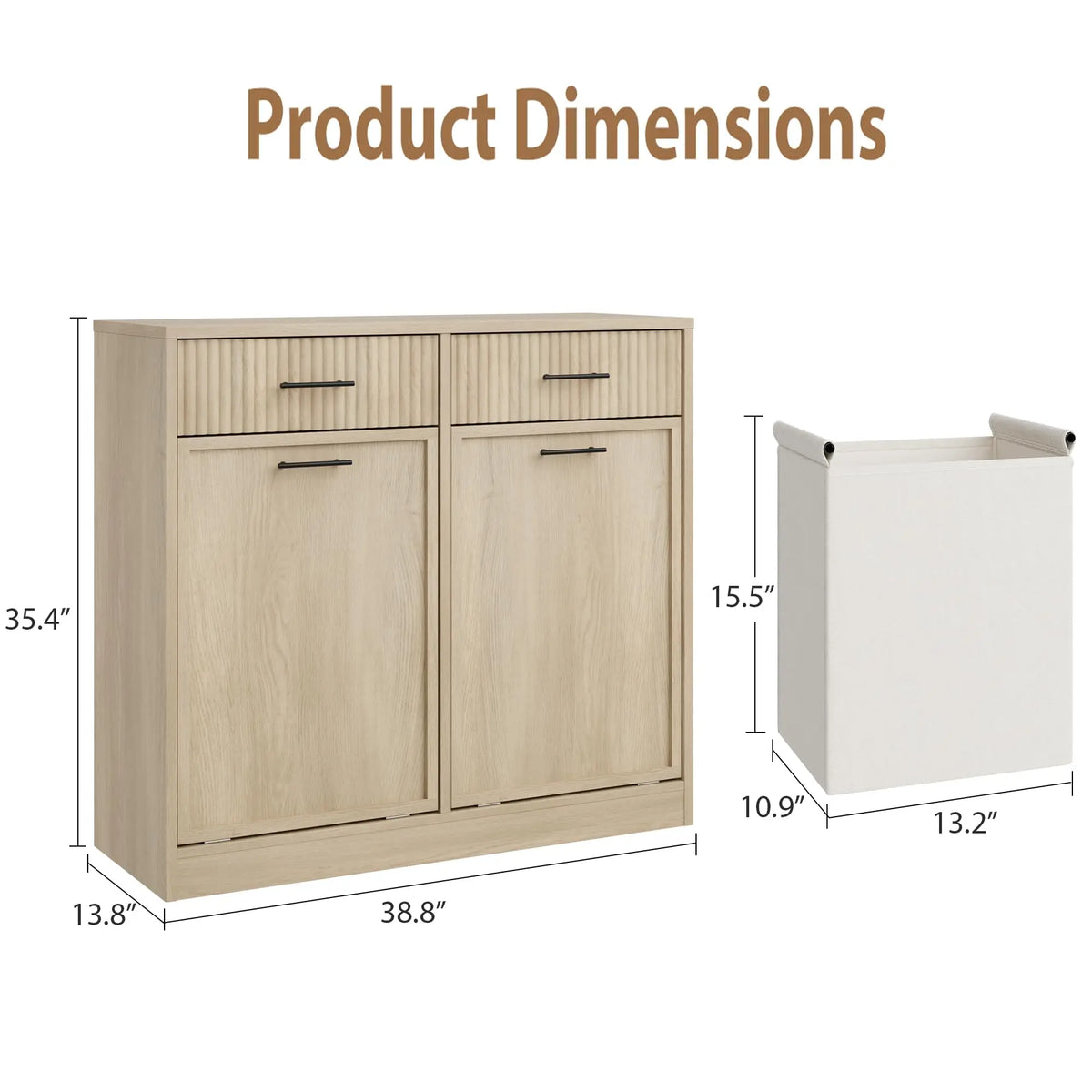 Tilt Out Laundry Hamper Cabinet With Drawer And Baskets Wooden Laundry Basket For Bathroom Laundry Room Bedroom