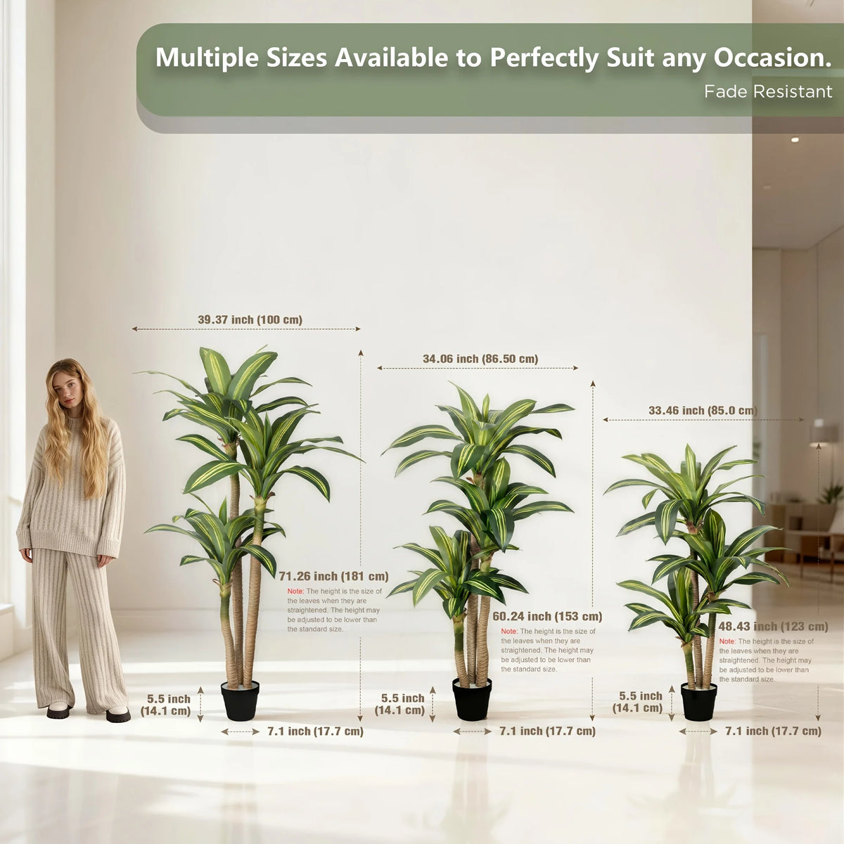 3-Stalk Artificial Corn Potted Plant 4ft 5ft 6ft Tall, The Corner Therapist Realistic Dracaena Massangeana Faux Tree, No Maintenance Pet Safe Fake Plant With PE Real Touch Natural Bend Variegated Leaves, UV Resistant Floor Pl