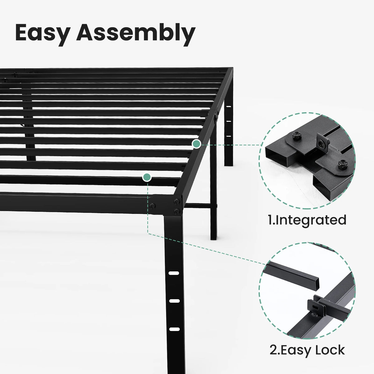 16 Inch Platform Bed Frame Full Size Metal Platform with Storage Sturdy Steel Slat Support Bedroom Bed Heavy Capacity