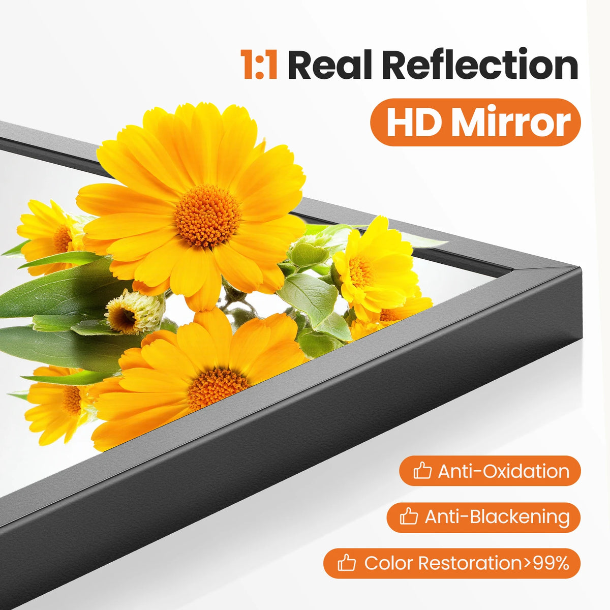 Arched Bathroom Mirror or Over Sink Wall Mounted Aluminum Alloy Frame Mirror Horizontal or Vertical Hanging Modern Wall Mount Vanity Mirror for Home