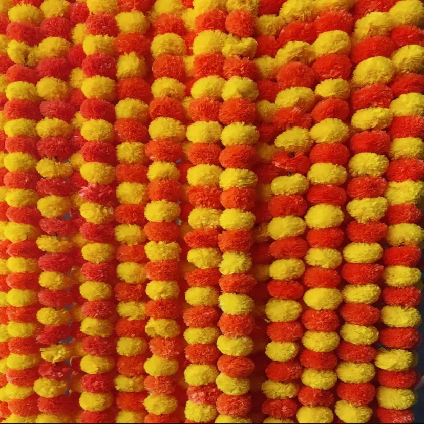 5-40Pcs Marigold Flower Garland For Decoration Artificial Flowers 5 Feet