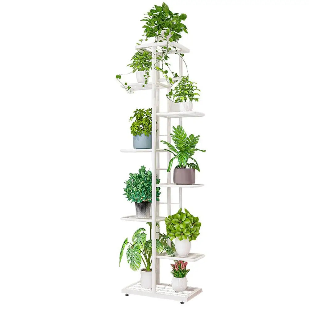 8 Tiers Metal Plant Stand, Indoor Outdoor 9 Potted Plant Holders, Tiered Plant Shelf, Metal Flower Display Rack For Garden