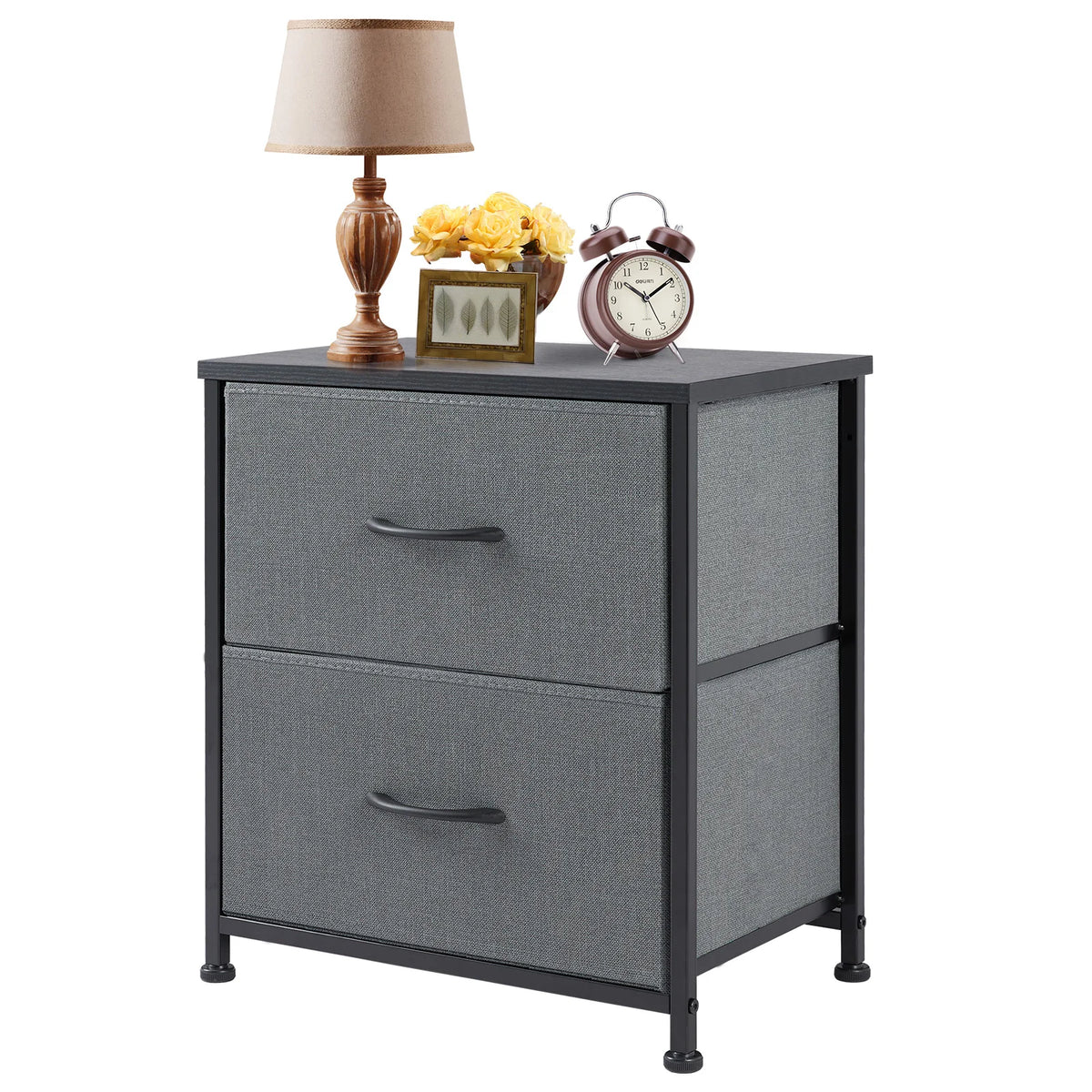 Nightstand Bedside Coffee Sofa Tea Table Storage Closet Chest Clothes Display For Bedroom 2 Fabric Drawers Cabinet Furniture