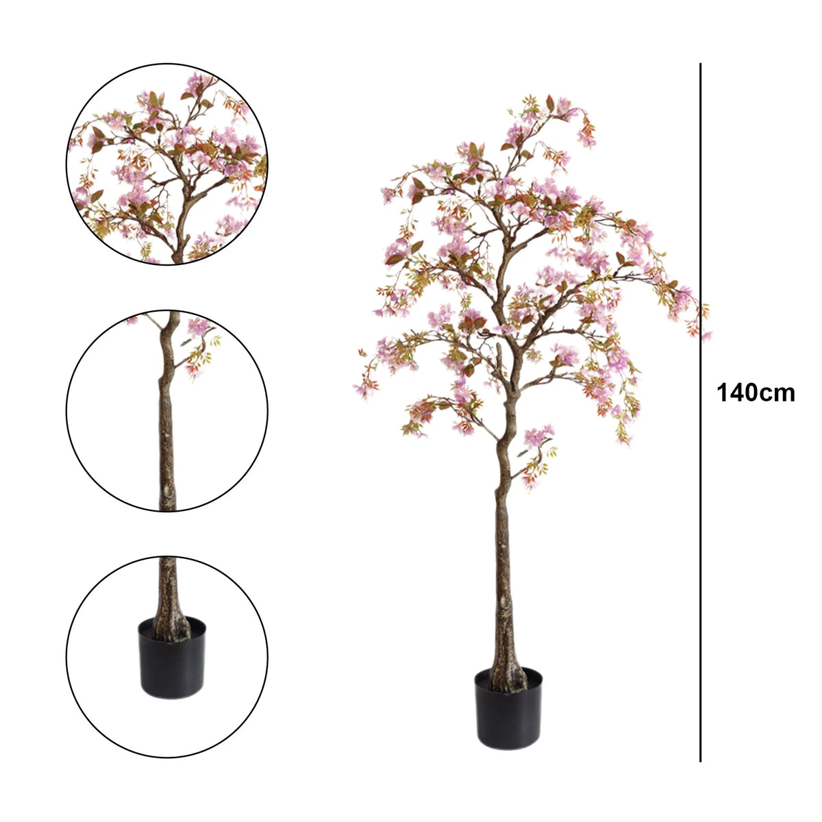Artificial Trees, Realistic Potted Silk Begonia Flower Tree, Faux Artificial Tree In Potted With Lifelike Branch And Leaves For Home Office Indoor Outdoor Decor