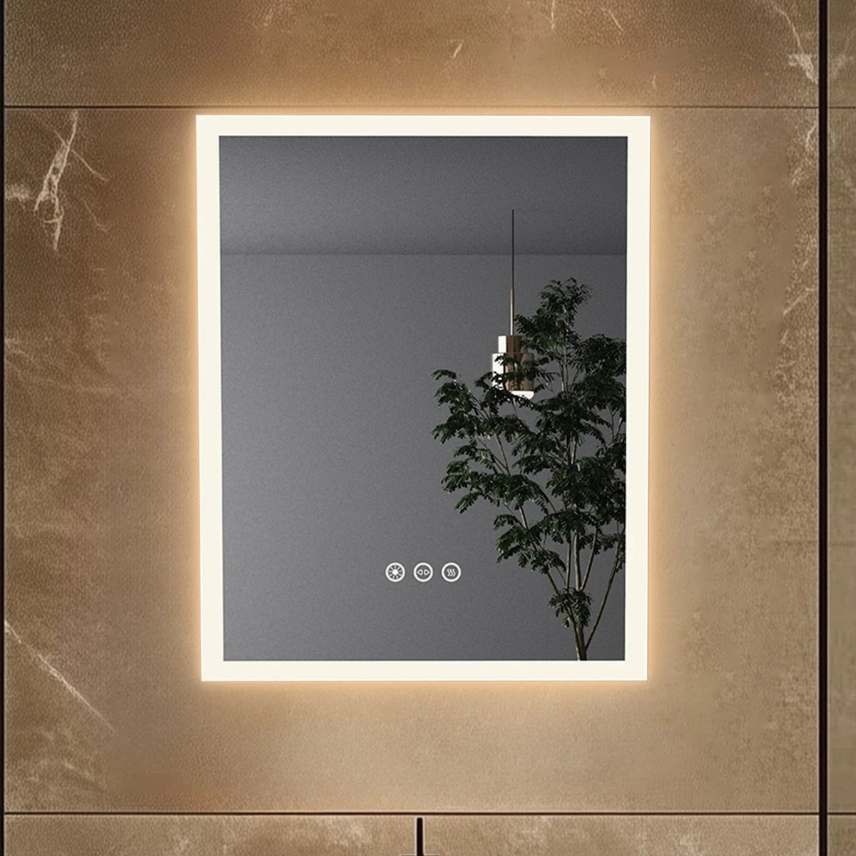 Wall Mounted LED Bathroom Mirror Smart Touch Vanity Makeup Mirror with 3 Color Dimmable Feature And Defog Function