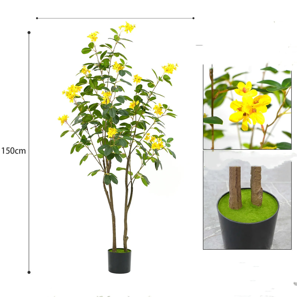150cm Artificial Blooming Trees, Blooming Flower Decor, Trees With Blooming Flower And Leaves For DIY Garden Home Wedding Party