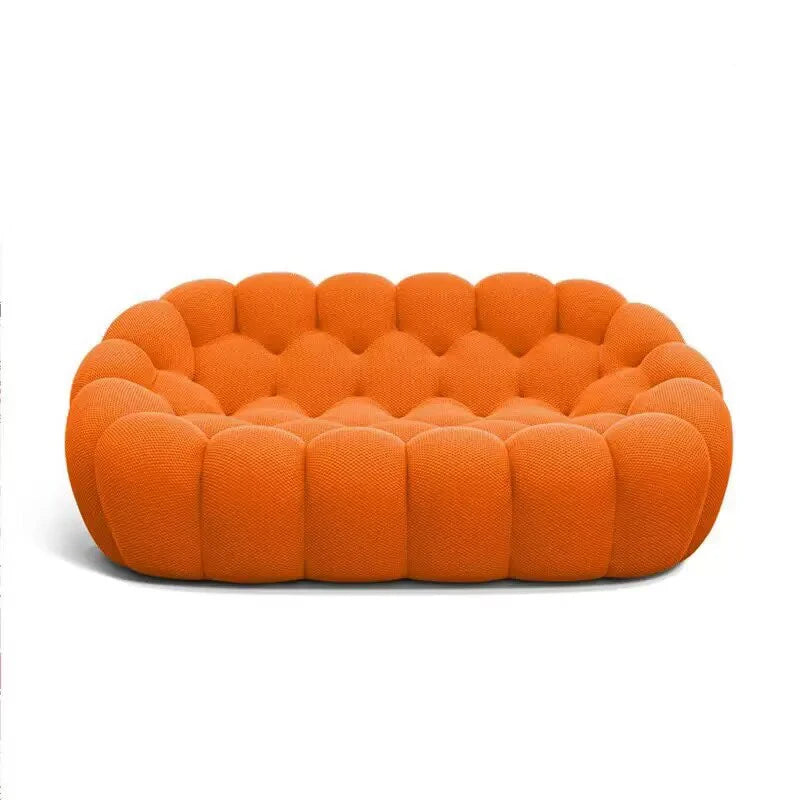 79 inches Orange Bubble Sofa  Modern 3D Honeycomb Fabric Curved Couch, 2 Seater Lazy Sofa for Living Room Bedroom Apartment