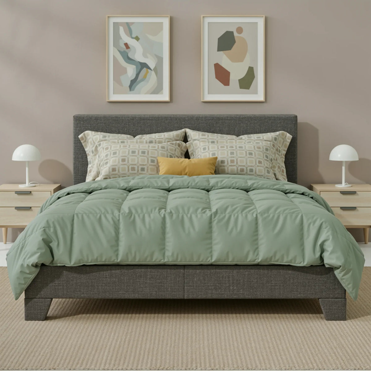 Full/Queen/King Upholstered Bed Frame with Adjustable Linen Headboard, Sturdy Wood Slats & Quiet Support