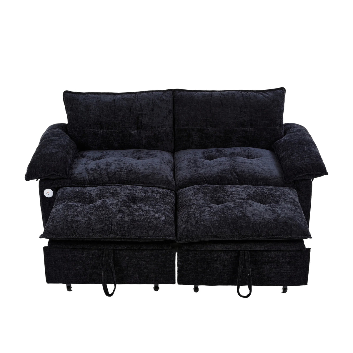 Double-person Convertible Sleeping Lounging Sofa With USB Charging Port 2-in-1 Upholstered Sofa Equipped With Thick  High-density Cushions Suitable for Small-sized Living Rooms Bedrooms Study Rooms Offices