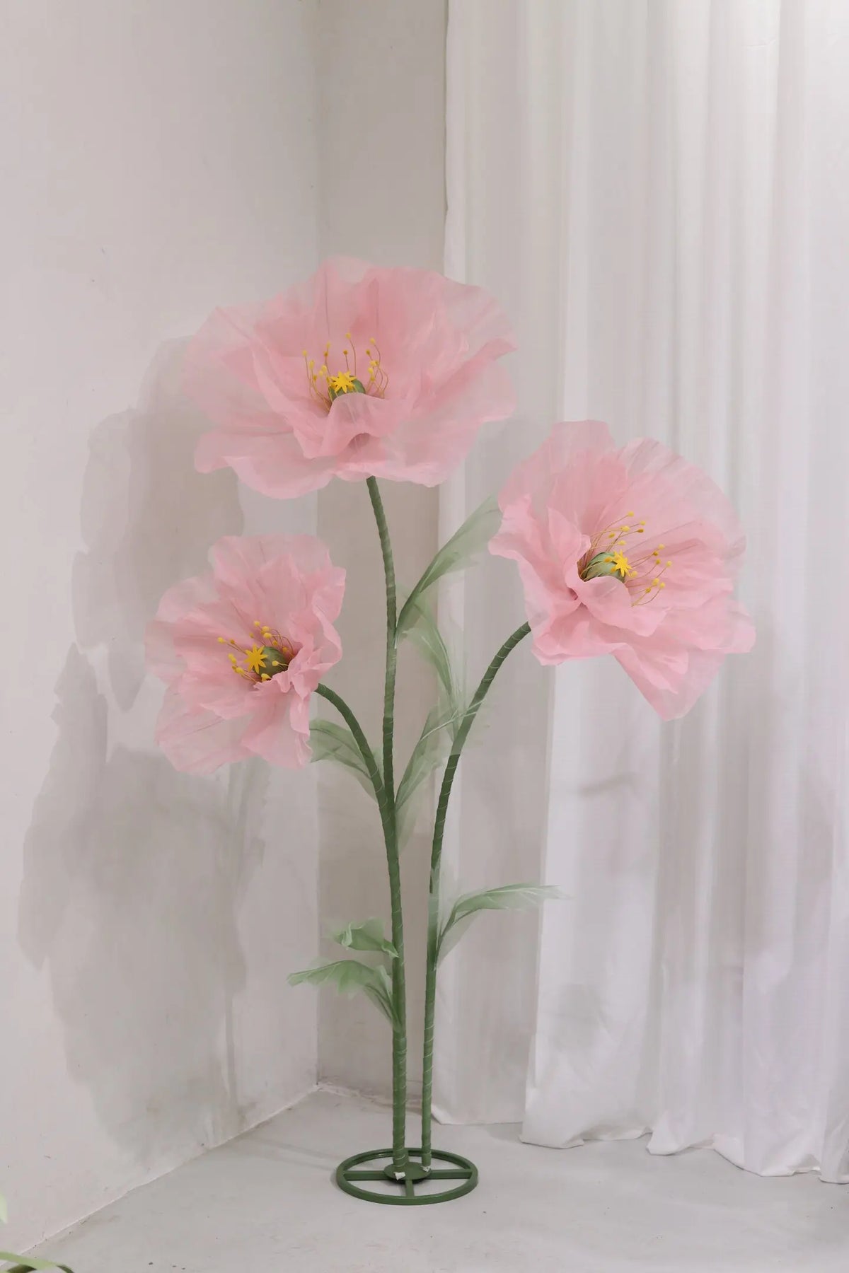 Waterproof Giant Silk Decorative Poppy Big Artificial Flowers Wedding Road Lead Flower Backdrop Decoration With Stand Home Decor