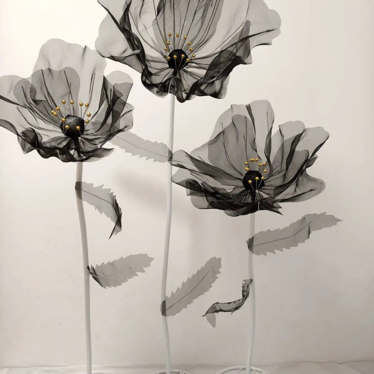 160cm Large Black Silk Poppy Artificial Flowers Wedding Decor Props Road Lead Flower Window Display Garden Yard Home Decoration