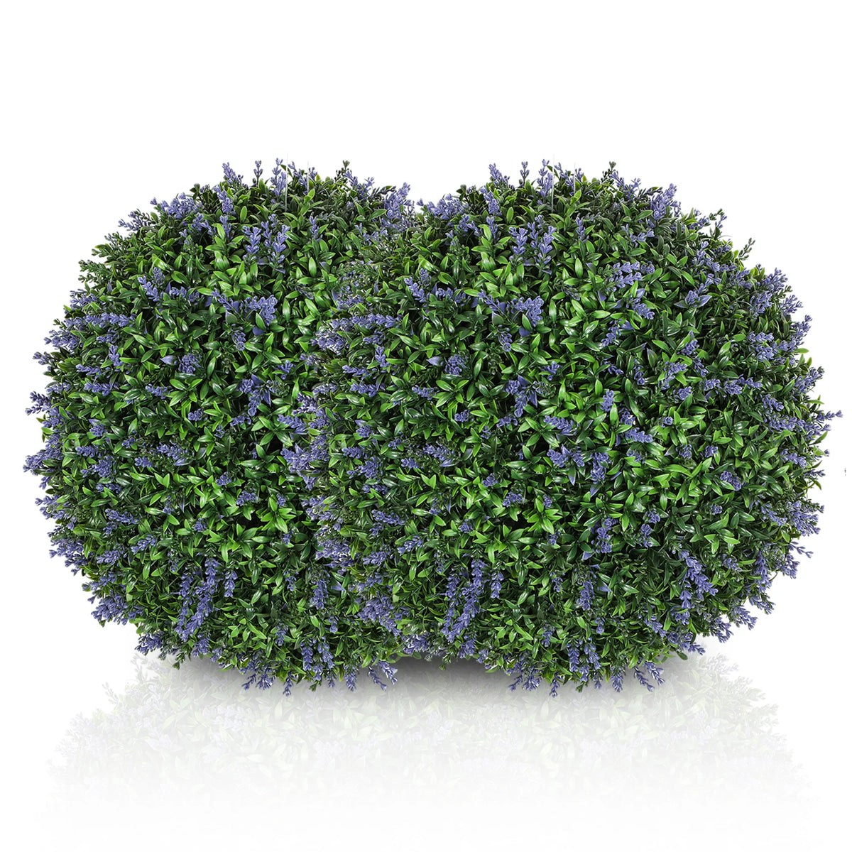 Artificial Boxwood Topiary Ball with Lavender Set of 2 16.5 Inch Faux Plant, UV-Protected Anti-Fading Fake Plants for Home Indoor Outdoor Porch, Purple