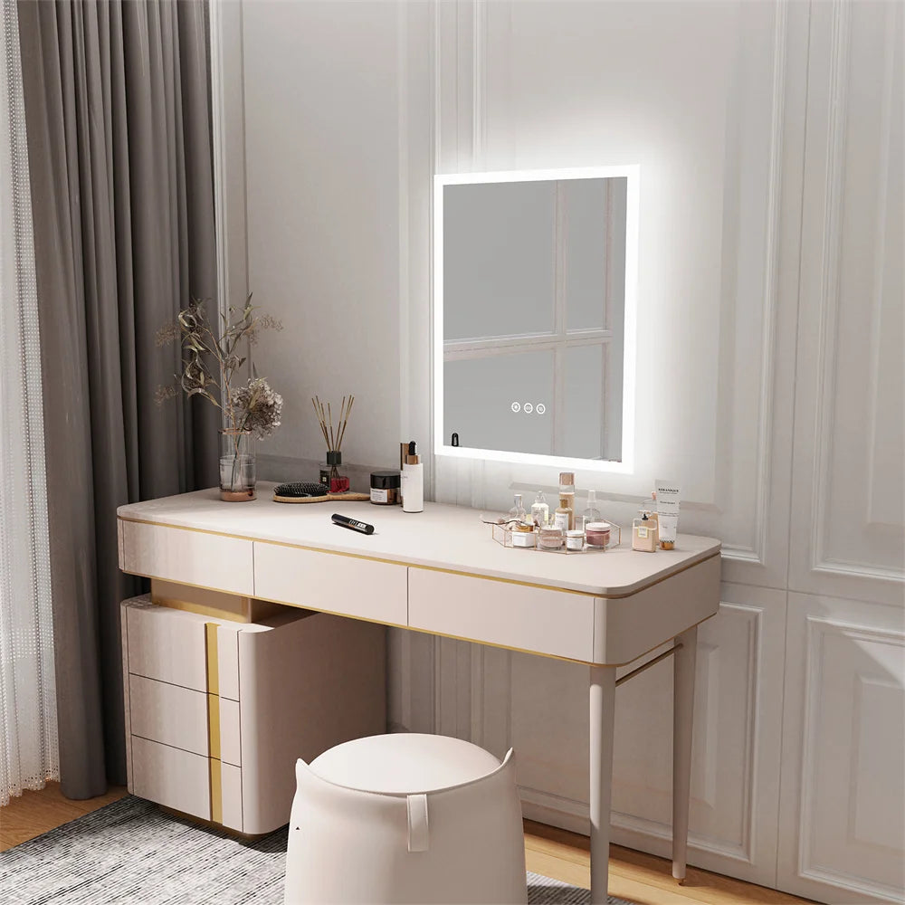 Wall Mounted LED Bathroom Mirror Smart Touch Vanity Makeup Mirror with 3 Color Dimmable Feature And Defog Function