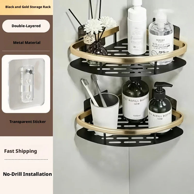 Bathroom Storage Rack, Bathroom Shelves, No-Drill Wall Mount Corner Shelf, Shower Storage Rack Holder