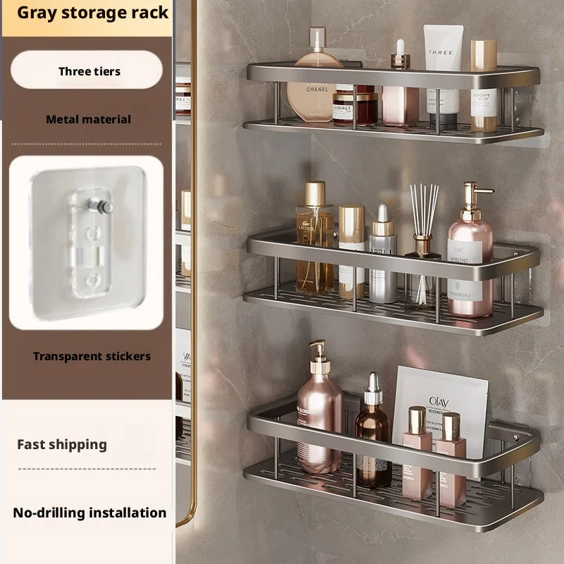 Bathroom Storage Rack, Bathroom Shelves, No-Drill Wall Mount Corner Shelf, Shower Storage Rack Holder