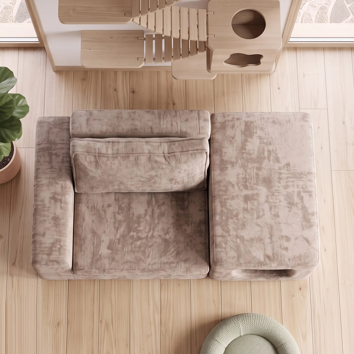 US Local Stock Compressed Modular Chenille Sofa Built‑in Pet Cave No Assembly Pet‑Friendly Couch For Living Room Apartment Small Space