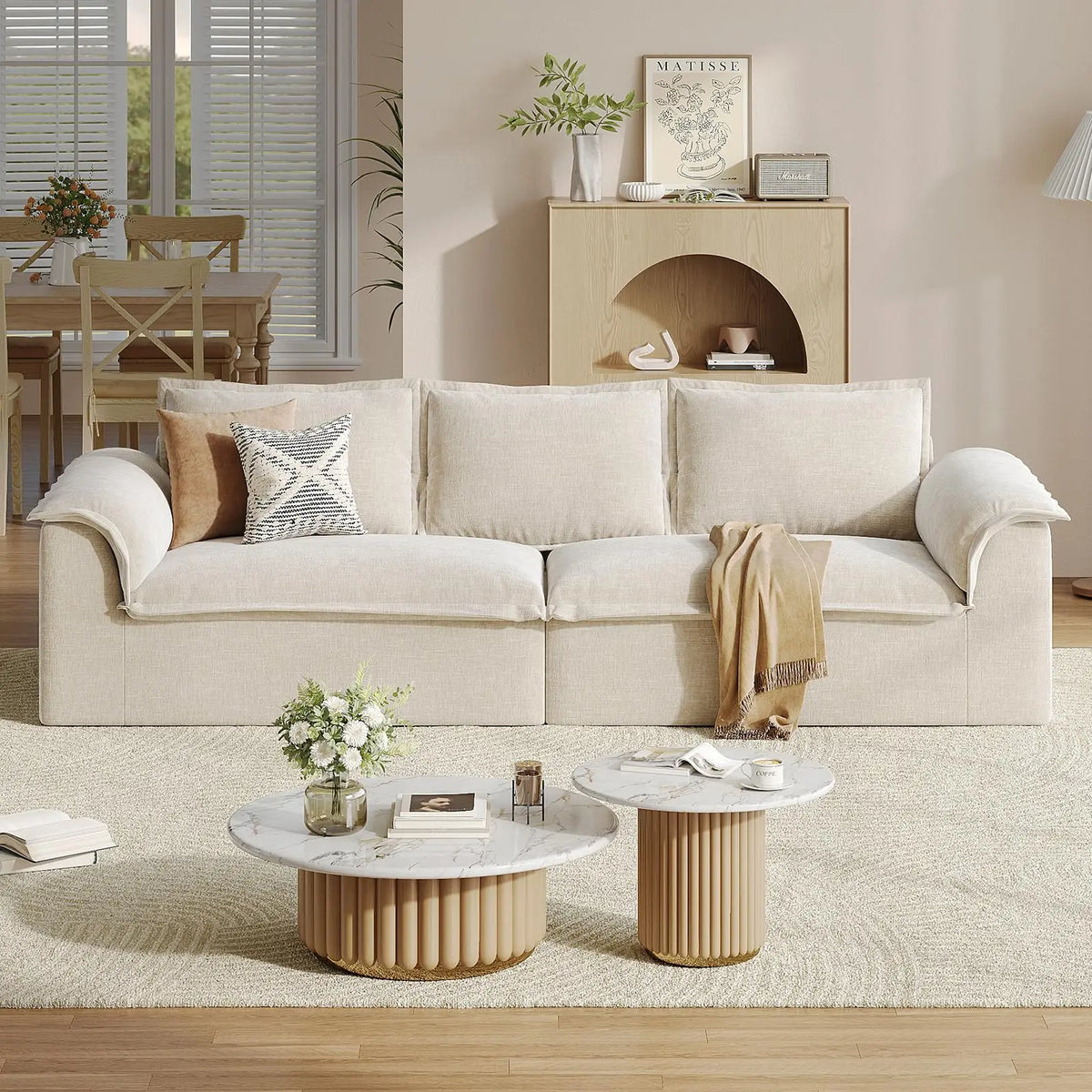 110" Oversized Boneless Sofa Extra Deep Seat, Corduroy Upholstered Floor Couch for Apartment, Living Room, No Assembly Required