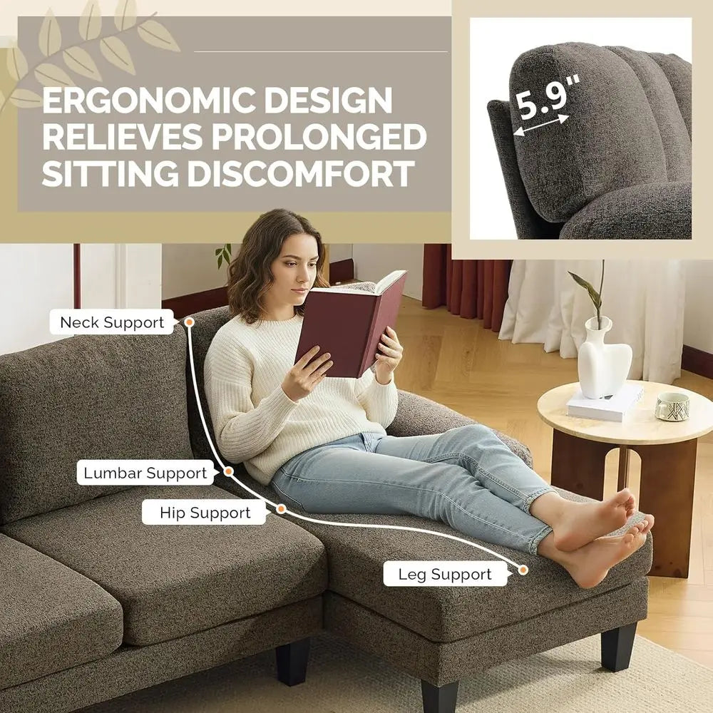 110' U-Shaped Sectional Couch with Two Chaise, Small Sofa with 4 Seats, Chenille fabric Comfy Couches or Living Room