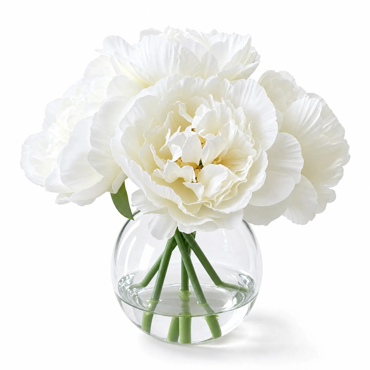 Realistic Artificial Peony Bouquet In Clear Glass Vase Faux Flowers For Home Decor Wedding Centerpieces And Table Decoration