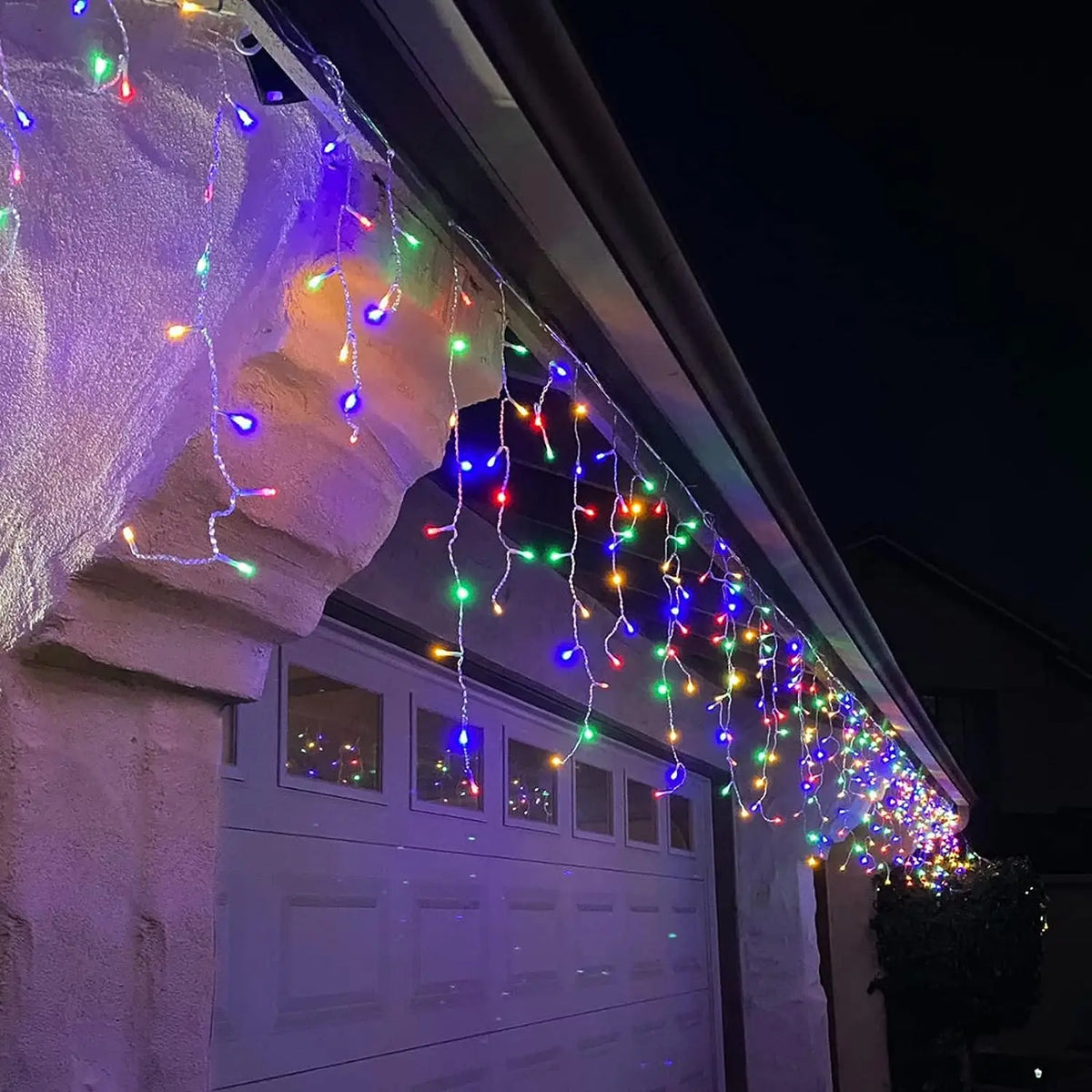 Led Icicle String Lights 4m Street Garland On The House 8 Modes Christmas Lights Outdoor For New Year Christmas Decoration