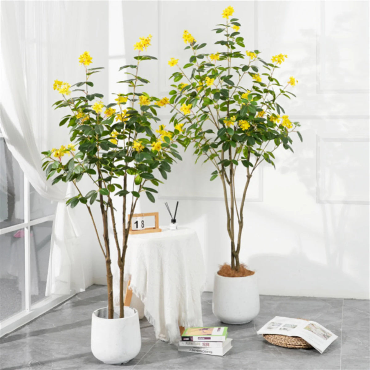 150cm Artificial Blooming Trees, Blooming Flower Decor, Trees With Blooming Flower And Leaves For DIY Garden Home Wedding Party