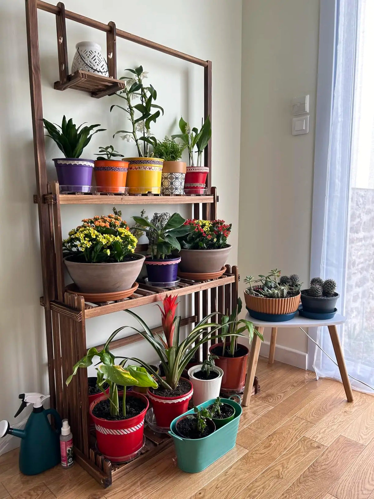 3 Tiers Wood Hanging Plant Stand Heavy Duty Garden Tall Flower Display Rack Holder