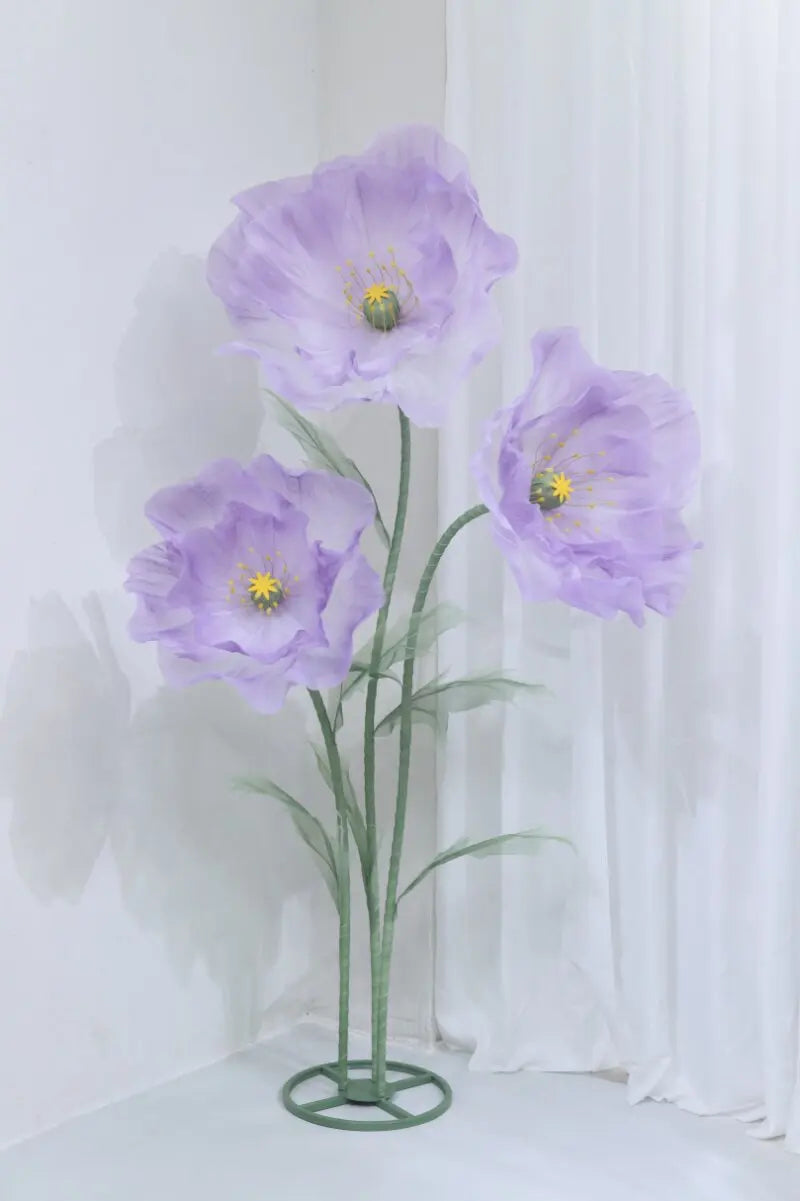 Waterproof Giant Silk Decorative Poppy Big Artificial Flowers Wedding Road Lead Flower Backdrop Decoration With Stand Home Decor