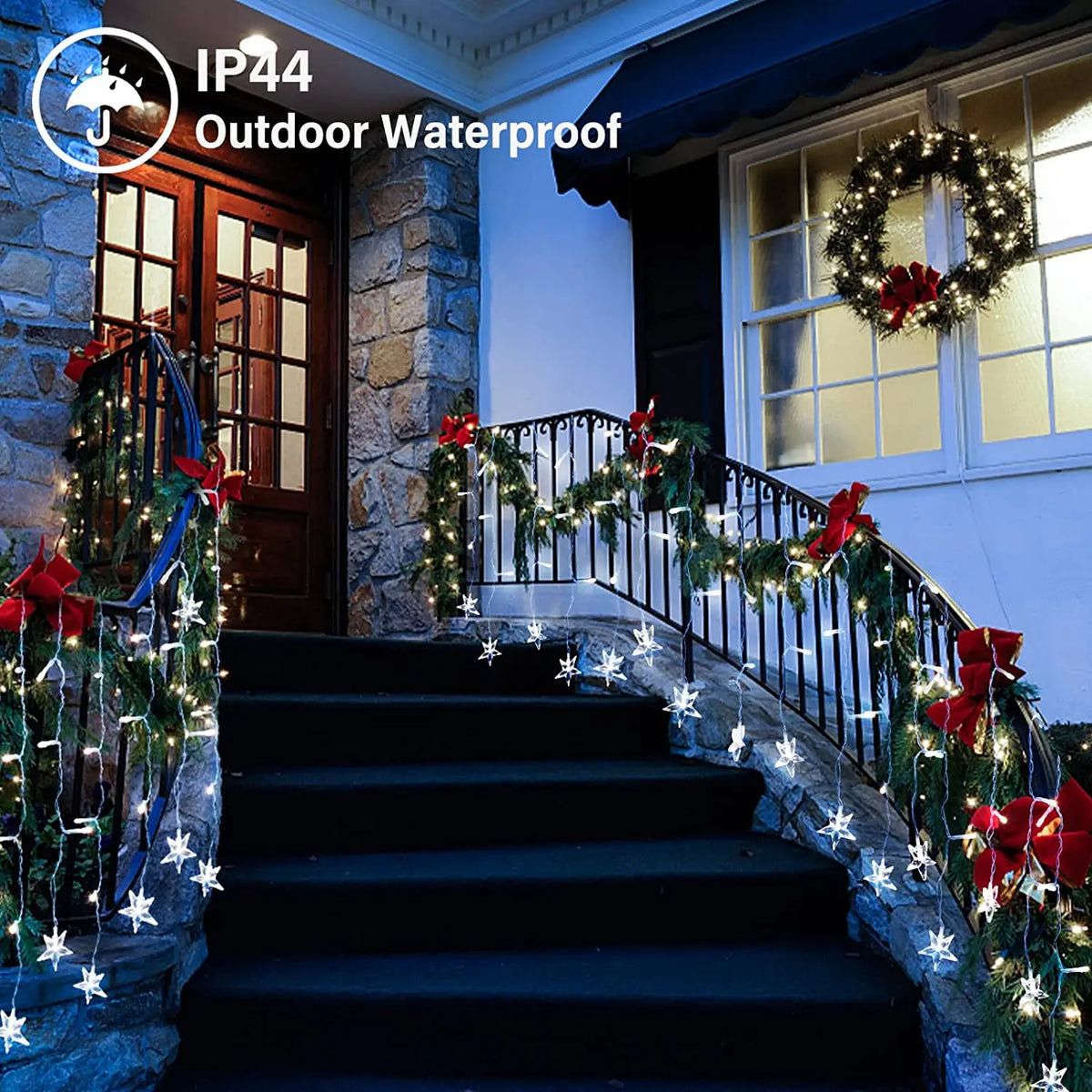 Star Garland Christmas Lights Outdoor 2026 Led Icicle Curtain Garlands 20m EU/US Plug Waterproof IP44 New Year House Decors