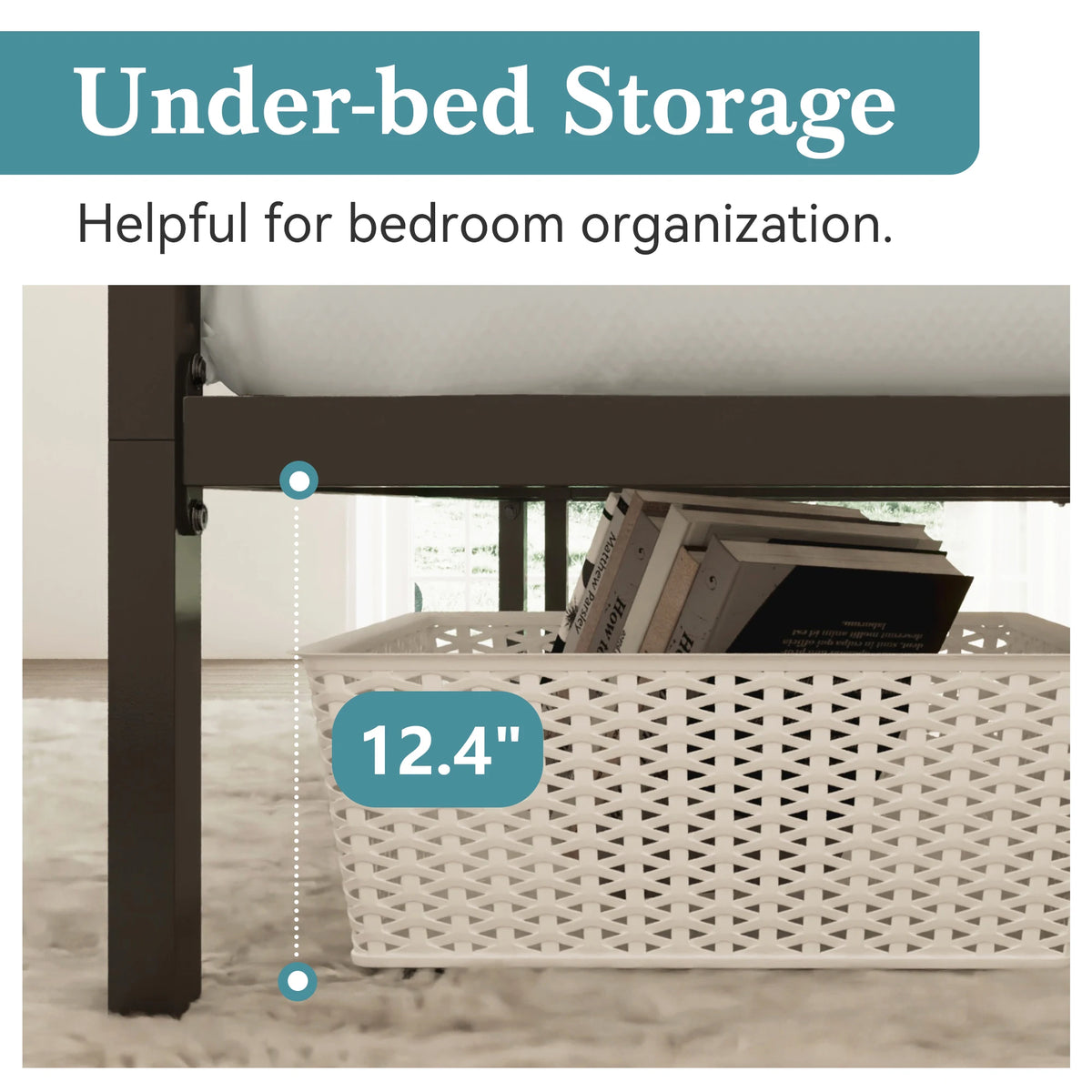 Canopy Bed Frame, Enhanced 4-Poster, 3-Metal Crossbar, No Box Spring Needed, Easy Assembly