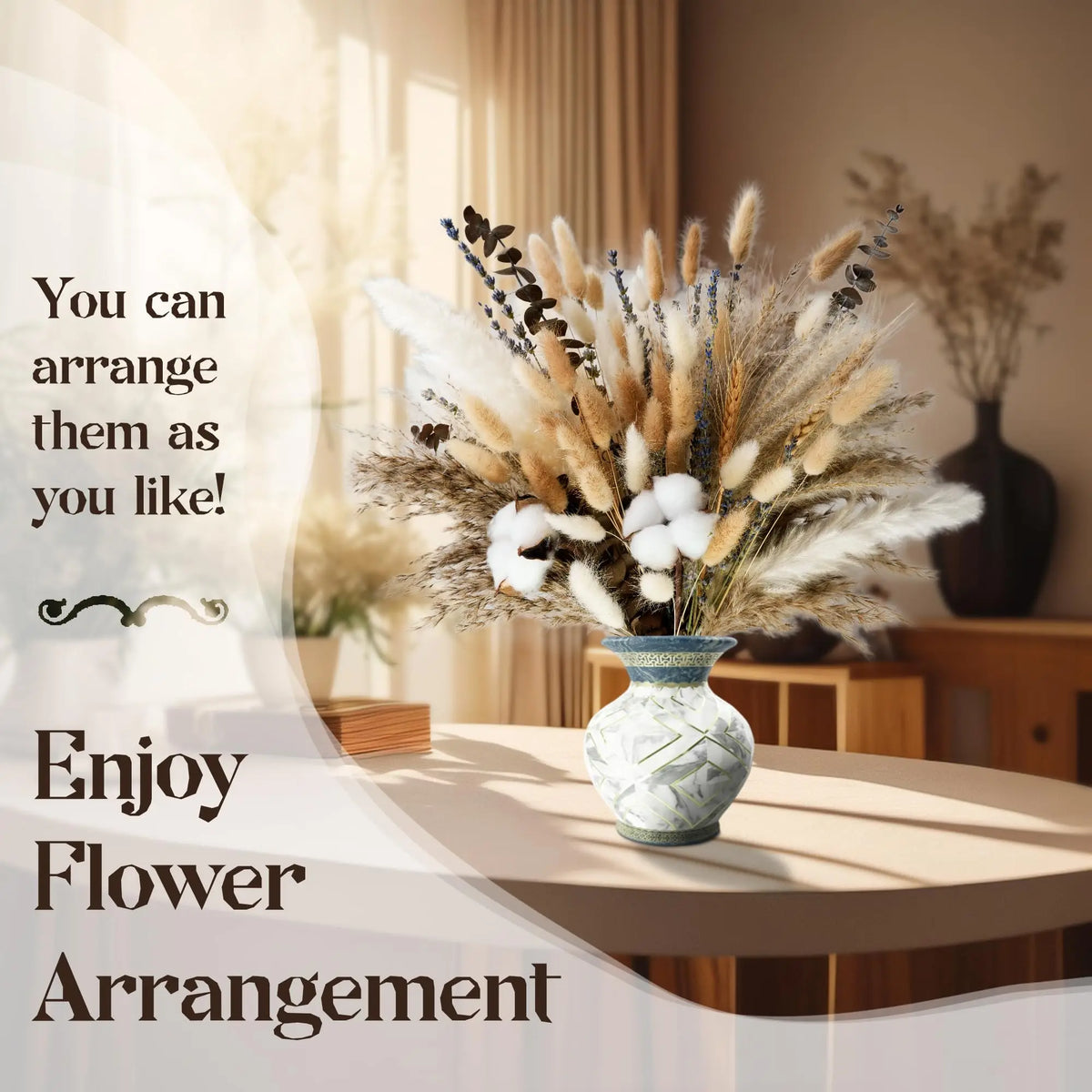84PCS Pampas Grass Bouquet 17.5in Mixed Dried Flowers Cotton Wheat Stalks Dried Lavender Bunny Tails Eucalyptus Farmhouse Rustic Boho Home Wedding Thanksgiving Fall Decor Table Centerpiece Vase Filler Vase Not Included