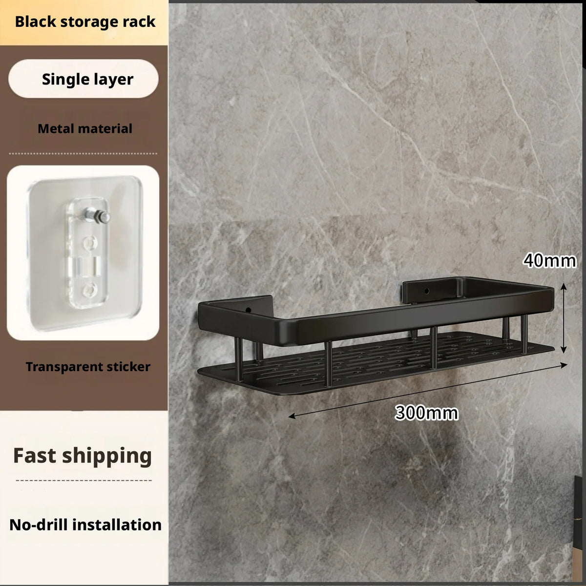 Bathroom Storage Rack, Bathroom Shelves, No-Drill Wall Mount Corner Shelf, Shower Storage Rack Holder