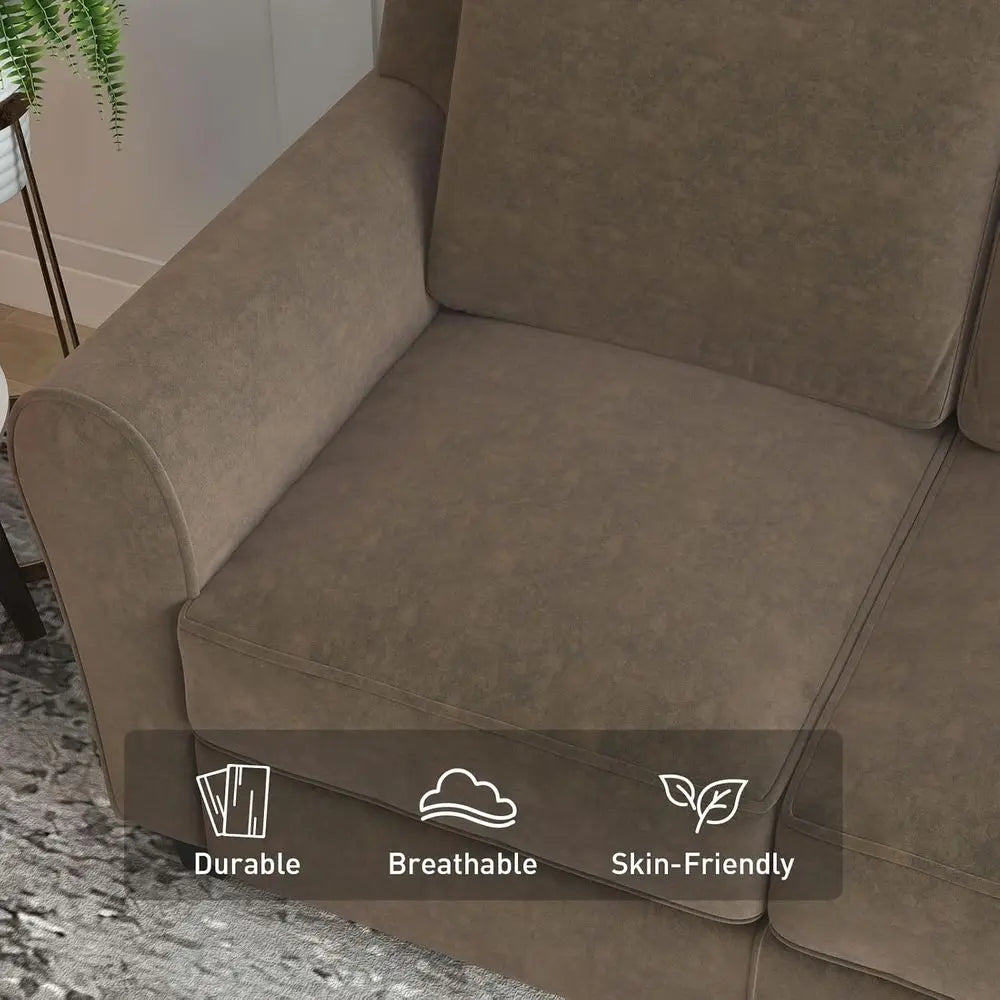 58" Brown Loveseat Sofa Couch or Living Room, 2 Seater Love Seat or Small Spaces, Couches with Thick Cushion