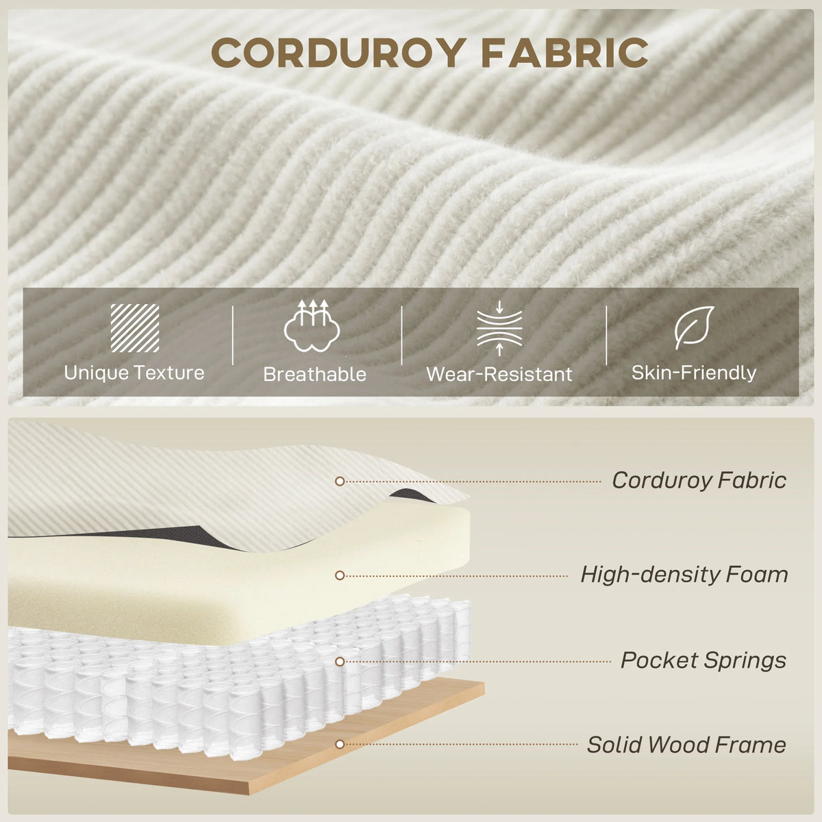 Modular Sectional Sofa Couch, 124" Oversized Cloud Couch, Beige