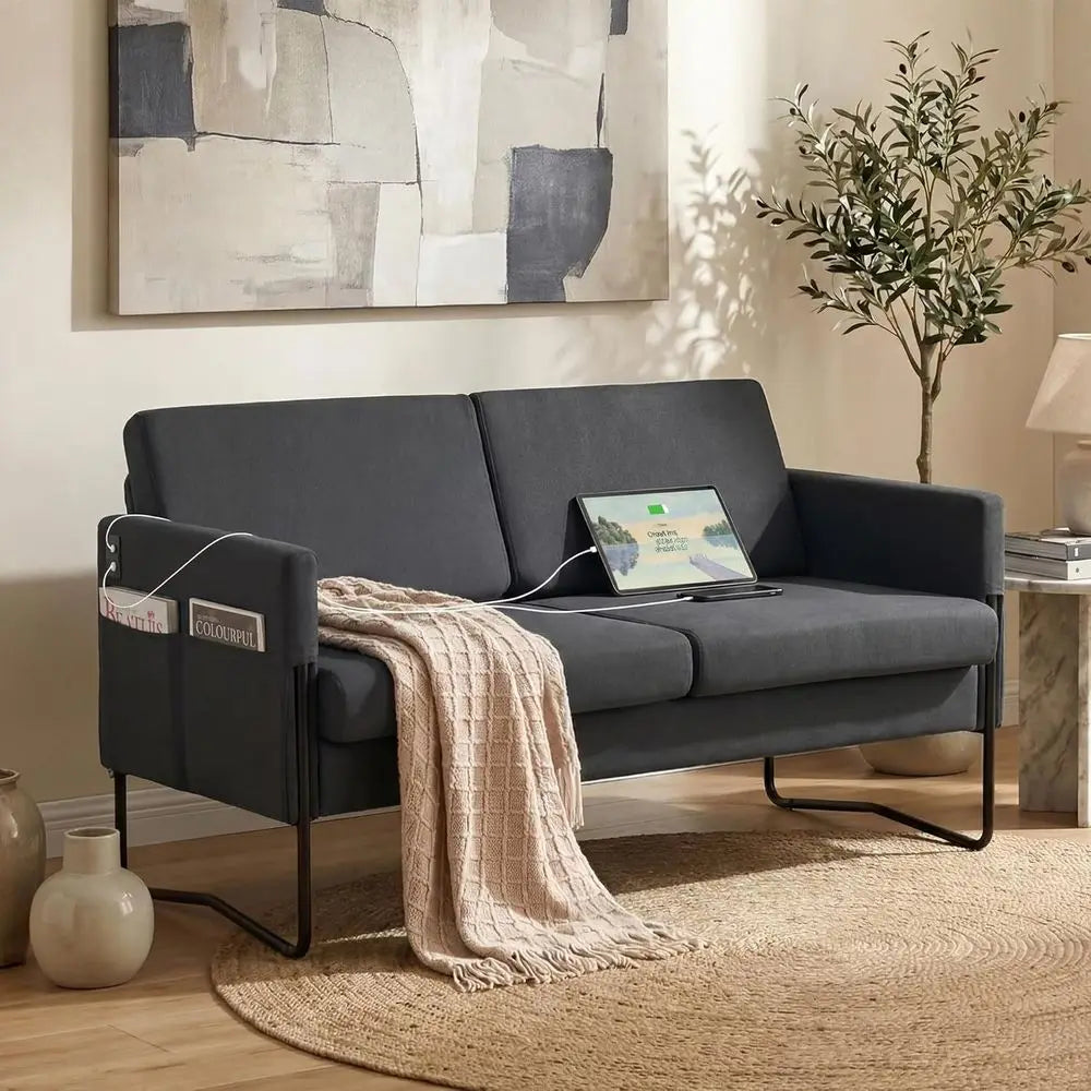 Reception Office Sofa, Modern Loveseat Couch for Waiting Room, Lobby Sofa Chair for Home Office, 2 Seater