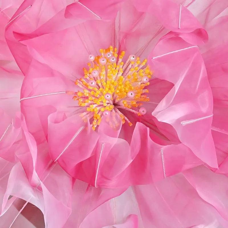 Artificial Realistic Silk Poppy Pink Large Flower Head Home Party Decoration Layered Fluffy Petals Floor Display Fake Flowers 