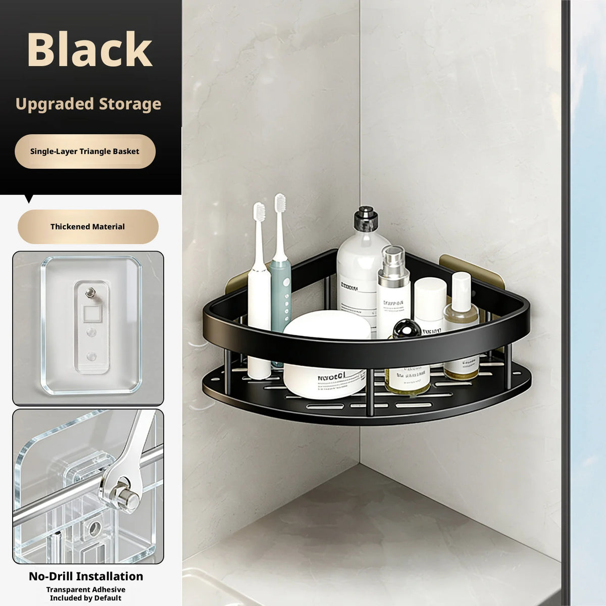 Bathroom Storage Rack, Bathroom Shelves, No-Drill Wall Mount Corner Shelf, Shower Storage Rack Holder