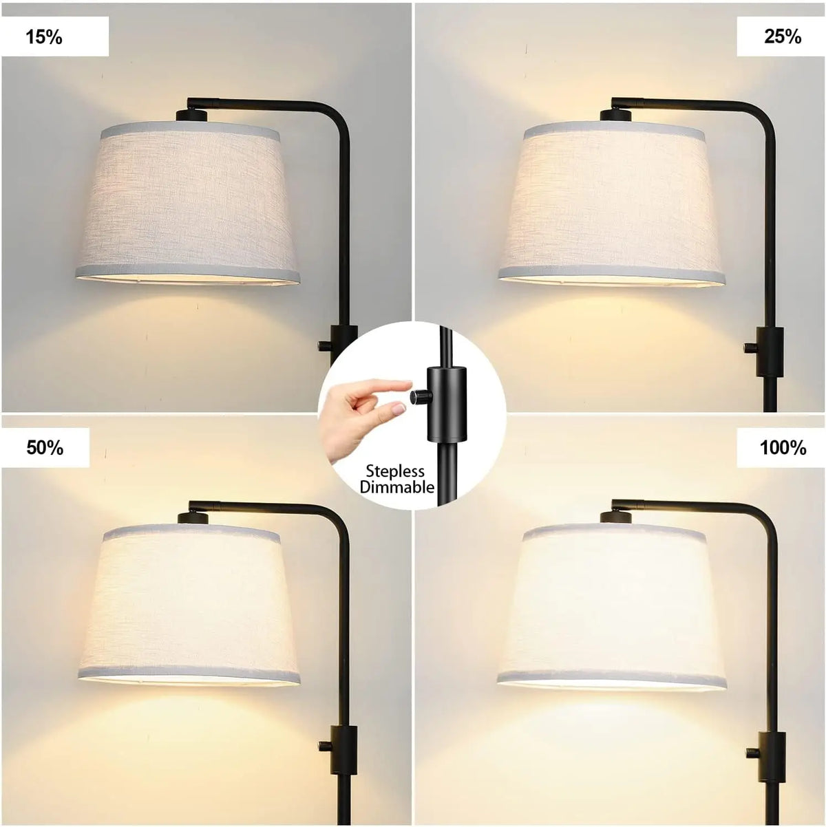 Upgraded Dimmable Floor Lamp, 1000 Lumens LED Bulb Included, Arc Floor Lamps for Living Room Modern Standing Lamp with Linen Shade