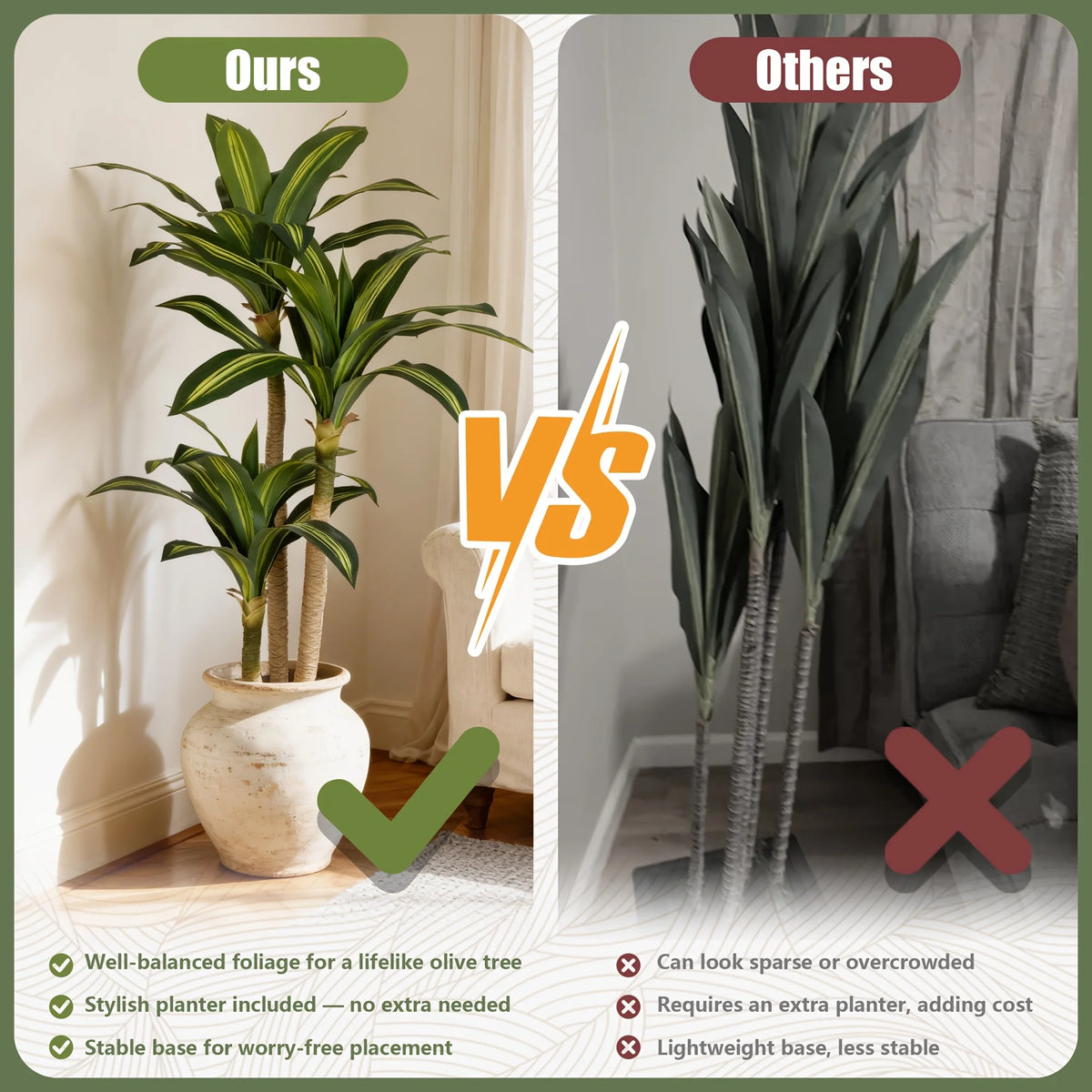 3-Stalk Artificial Corn Potted Plant 4ft 5ft 6ft Tall, The Corner Therapist Realistic Dracaena Massangeana Faux Tree, No Maintenance Pet Safe Fake Plant With PE Real Touch Natural Bend Variegated Leaves, UV Resistant Floor Pl