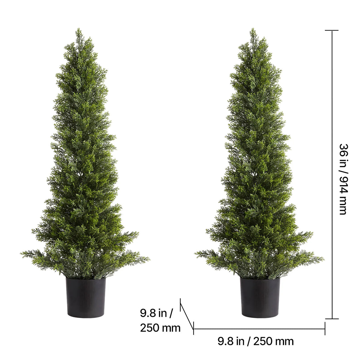 Artificial Cedar Topiary Tree, 48 inch Tall (2 Pieces), with Extra Leaves & Pot Faux Evergreen Fake Pine Cypress Trees