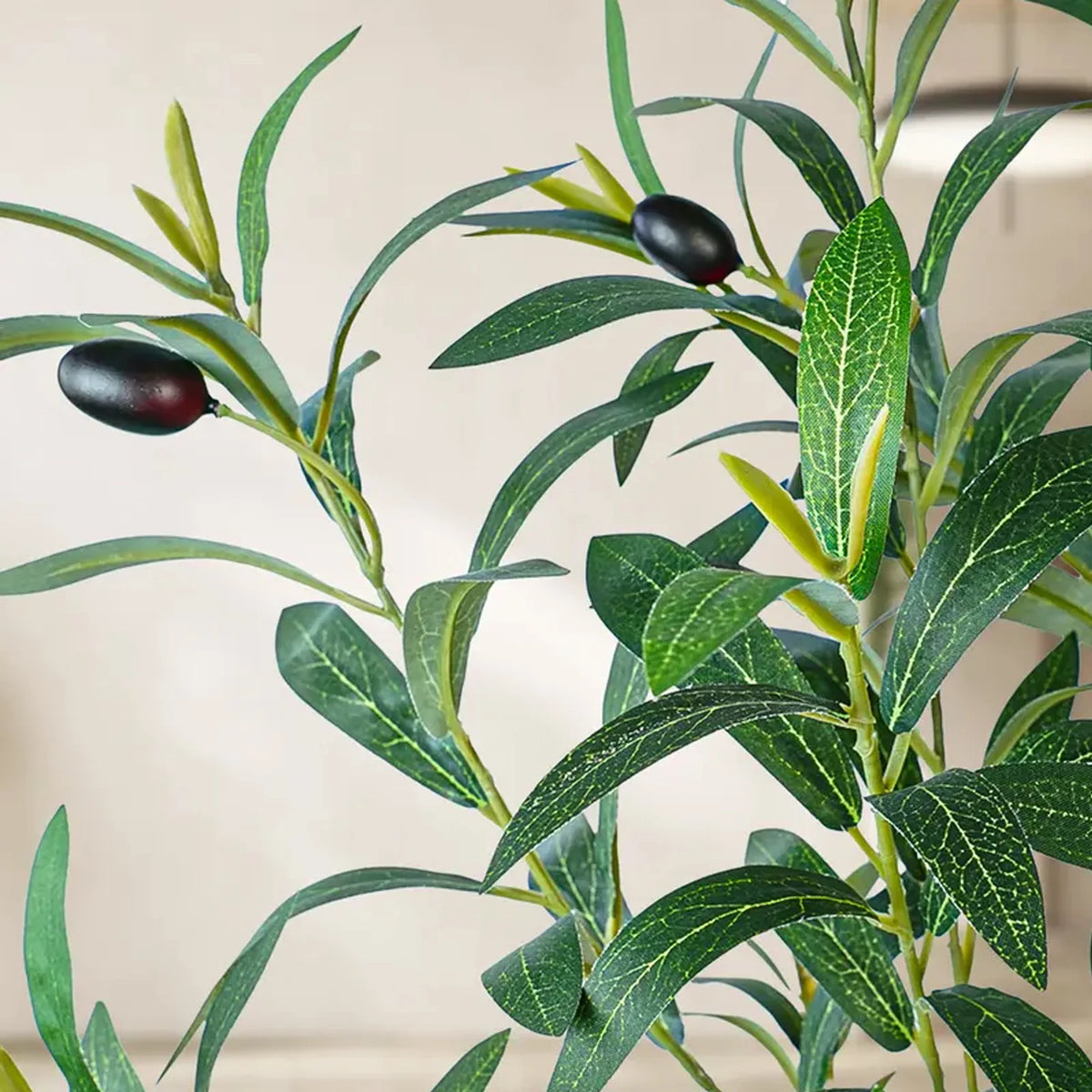 5/6/7/8FT Olive Tree Artificial Indoor Outdoor Faux Olive Tree in Decorative Planter Fluffy Artificial Plants with Natural Wood Trunk and PE Lifelike Fruits for Home Living Room Office Decor