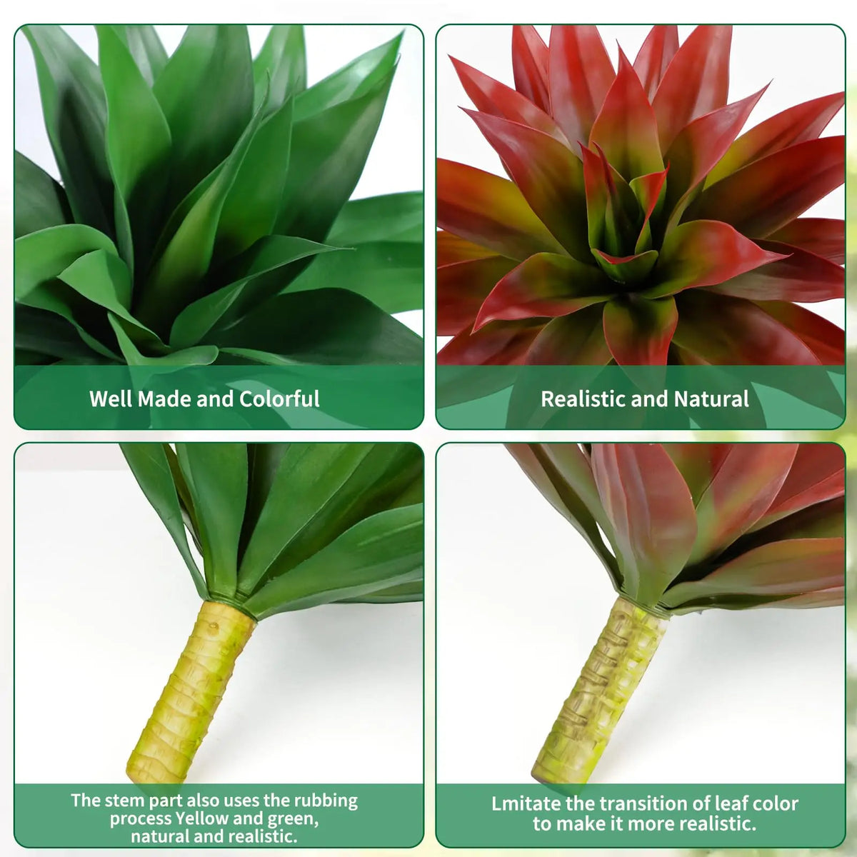 22" /28" Artificial Agave Plant with UV-Resistant Lifelike Leaves and Rosette Design, Large Faux Succulent Decor for Patio Porch Garden, Red, 22-Leaf/29-Leaf
